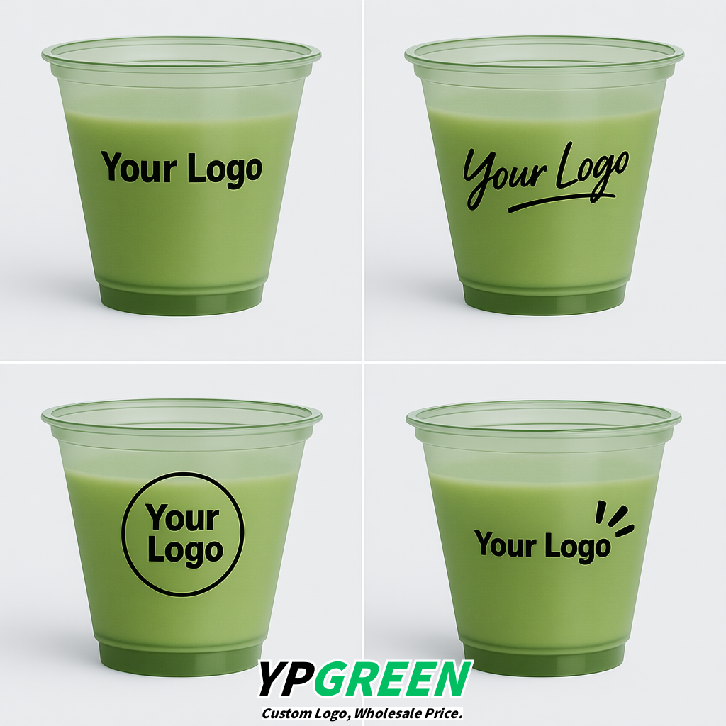 Matcha Green Iced Latte Plastic Cup 260ml Disposable Clear Cup 9.2×5.5×7.1cm