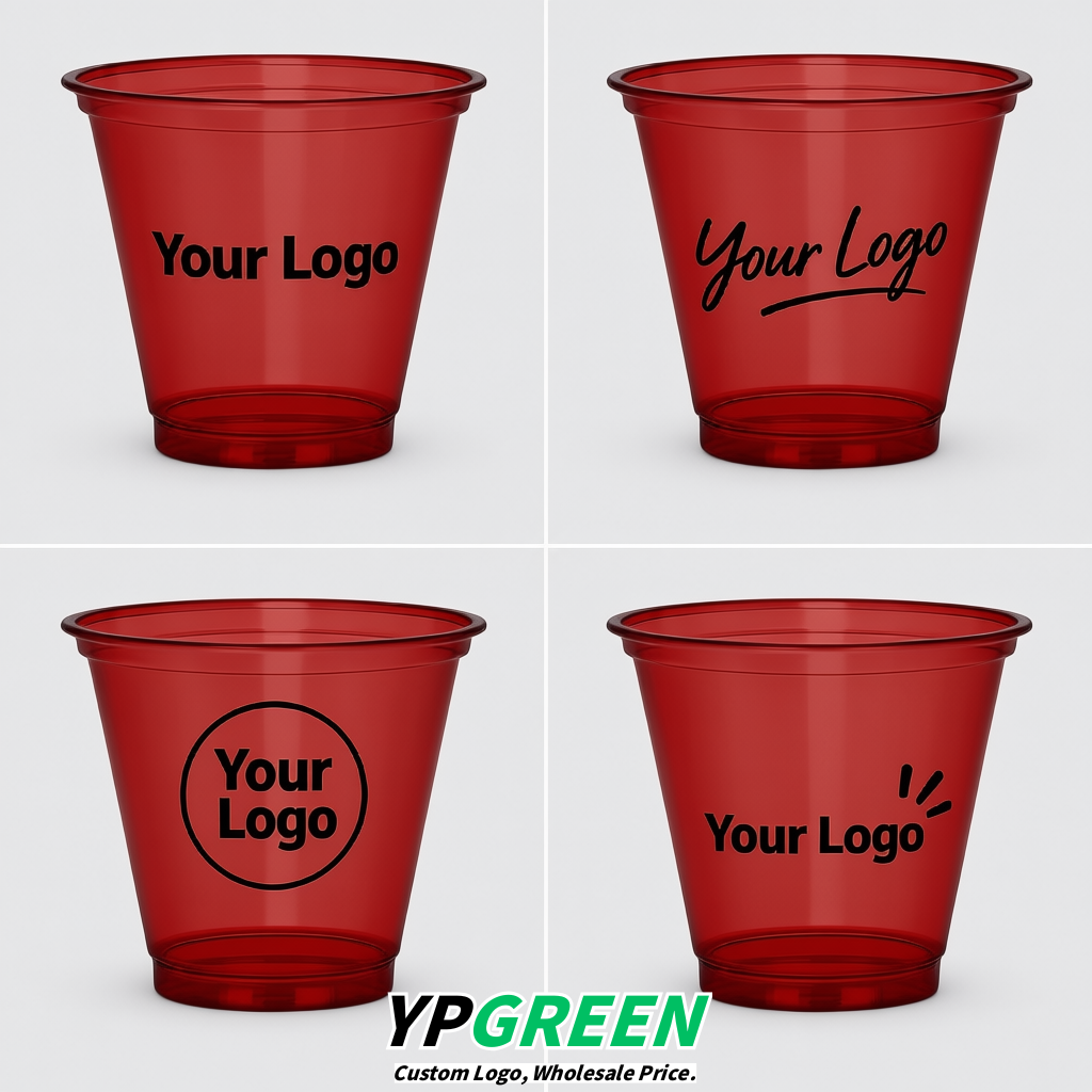 Matte Red Iced Latte Plastic Cup 260ml Disposable Clear Cup 9.2×5.5×7.1cm