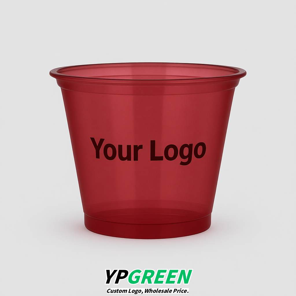 Matte Red Iced Latte Plastic Cup 260ml Disposable Clear Cup 9.2×5.5×7.1cm