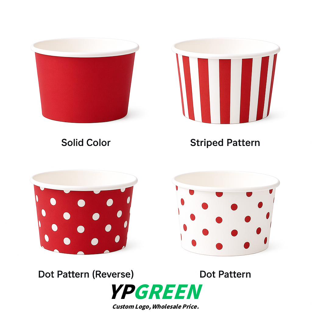 Matte Red Paper Gelato Takeaway Cup 2-10oz Disposable Ice Cream Bowls with Lids Factory