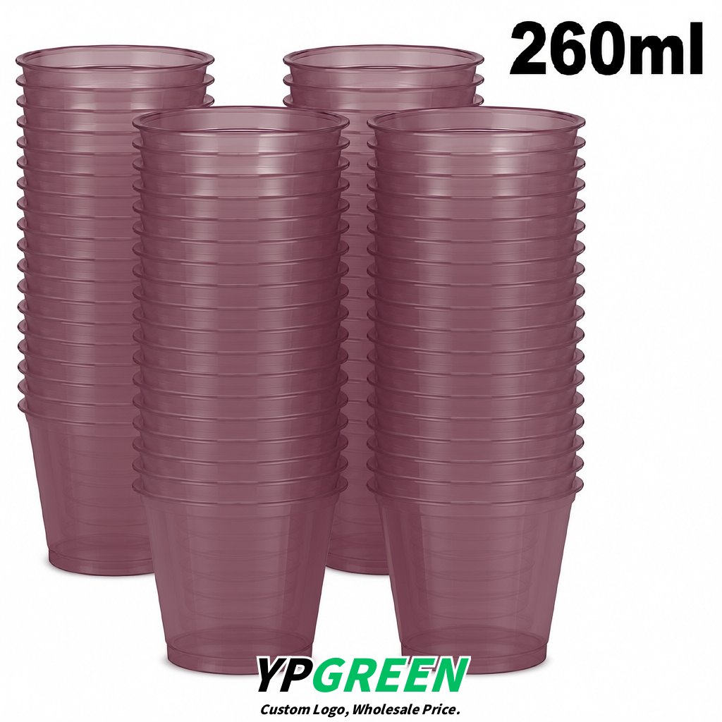 Mauve Iced Latte Plastic Cup 260ml Disposable Clear Cup 9.2×5.5×7.1cm