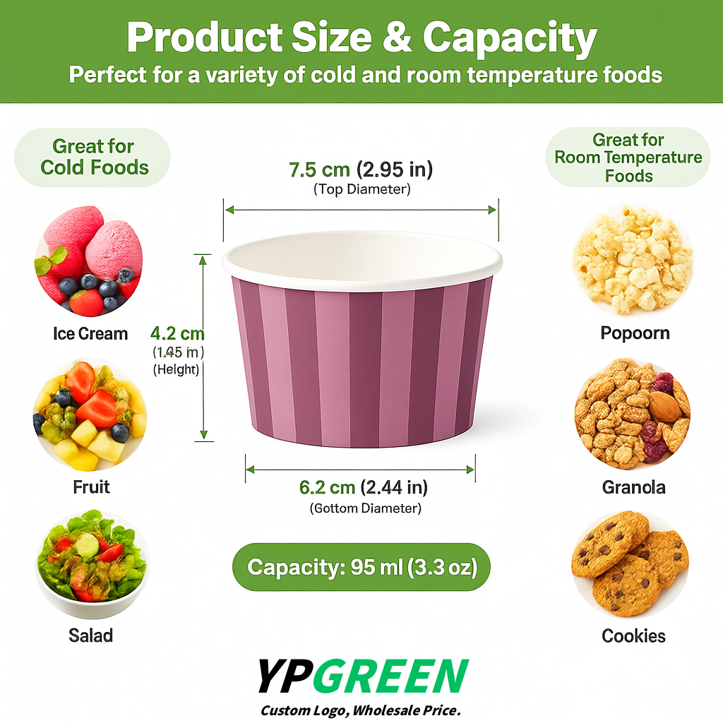 Mauve Paper Gelato Takeaway Cup 2-10oz Disposable Ice Cream Bowls with Lids Factory
