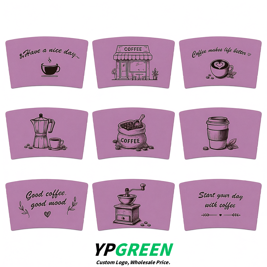 Mauve Kraft Paper Coffee Cup Sleeves For 10, 12, 16, 20 oz Paper & Plastic Cups Factory