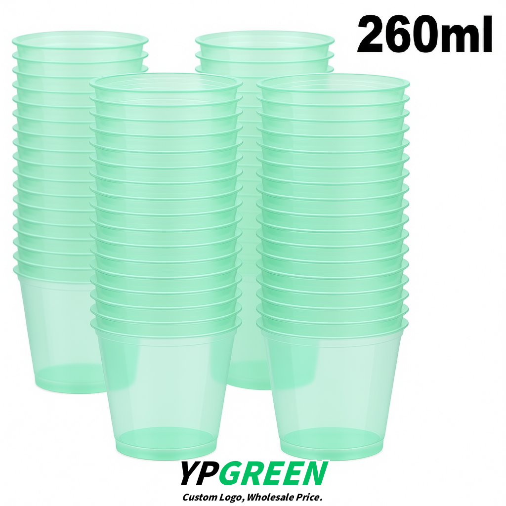 Mint Green Iced Latte Plastic Cup 260ml Disposable Clear Cup 9.2×5.5×7.1cm