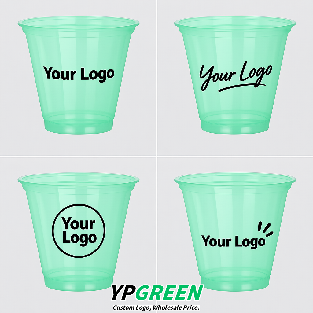 Mint Green Iced Latte Plastic Cup 260ml Disposable Clear Cup 9.2×5.5×7.1cm