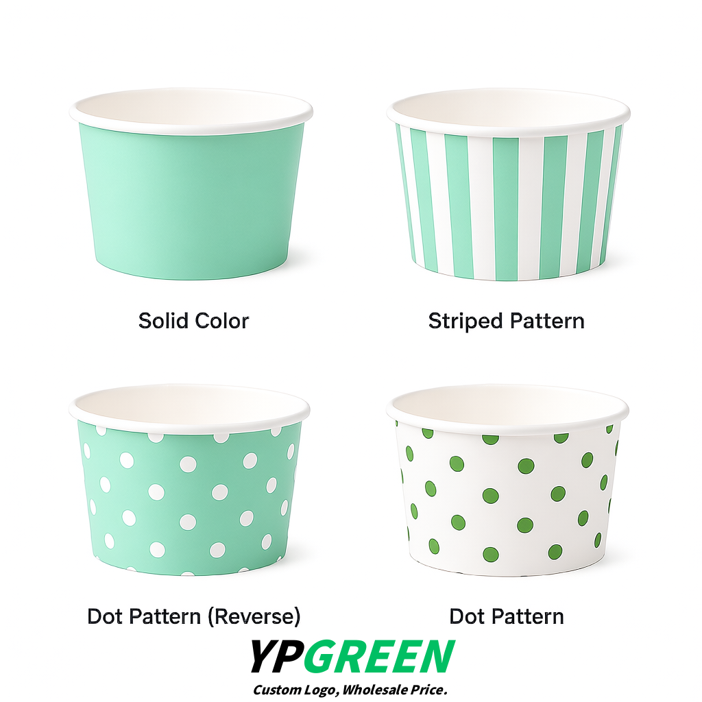 Mint Green Paper Gelato Takeaway Cup 2-10oz Disposable Ice Cream Bowls with Lids Factory