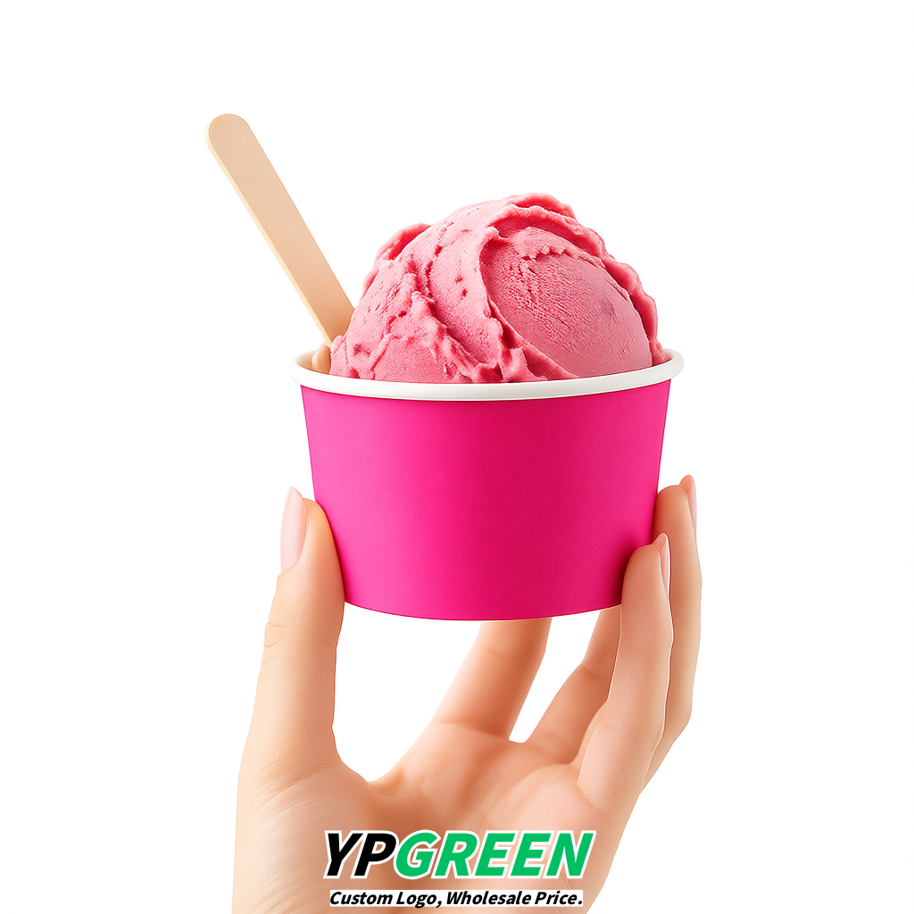 Neon Pink Paper Gelato Takeaway Cup 2-10oz Disposable Ice Cream Bowls with Lids Factory Neon Pink Paper Gelato Takeaway Cup 2-10oz Disposable Ice Cream Bowls with Lids Factory