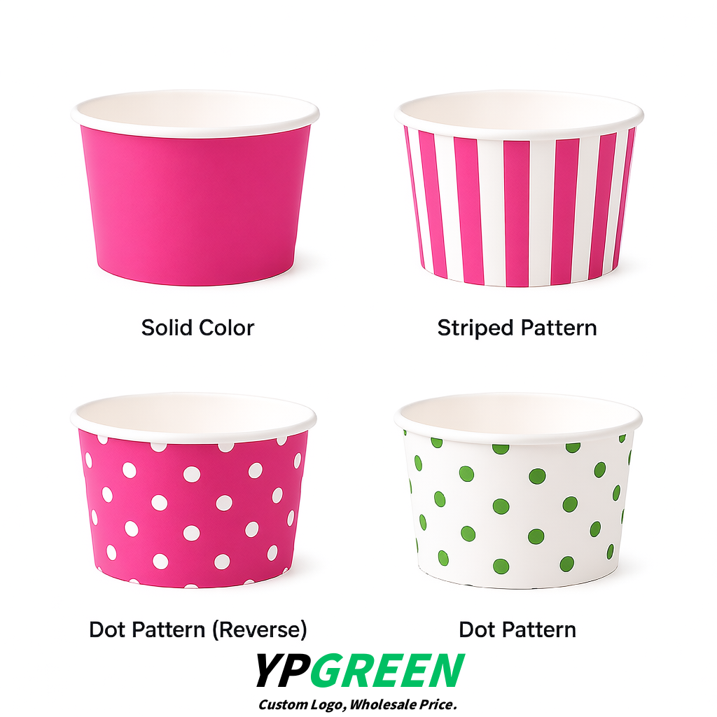 Neon Pink Paper Gelato Takeaway Cup 2-10oz Disposable Ice Cream Bowls with Lids Factory