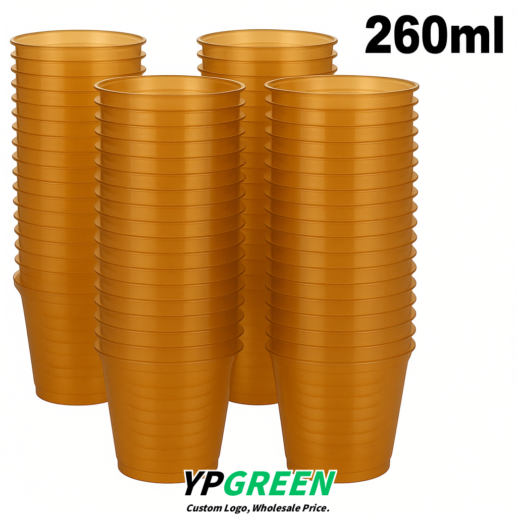 Ochre Iced Latte Plastic Cup 260ml Disposable Clear Cup 9.2×5.5×7.1cm