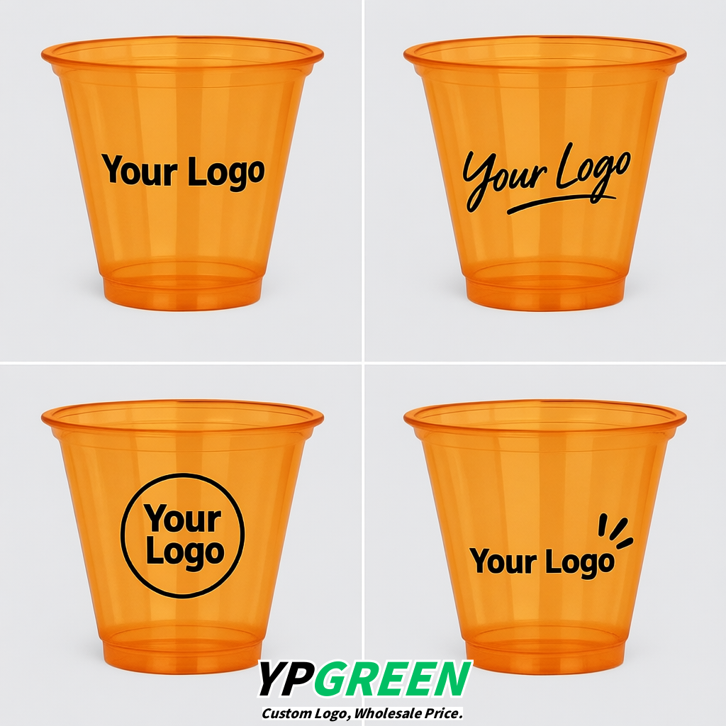 Orange Iced Latte Plastic Cup 260ml Disposable Clear Cup 9.2×5.5×7.1cm