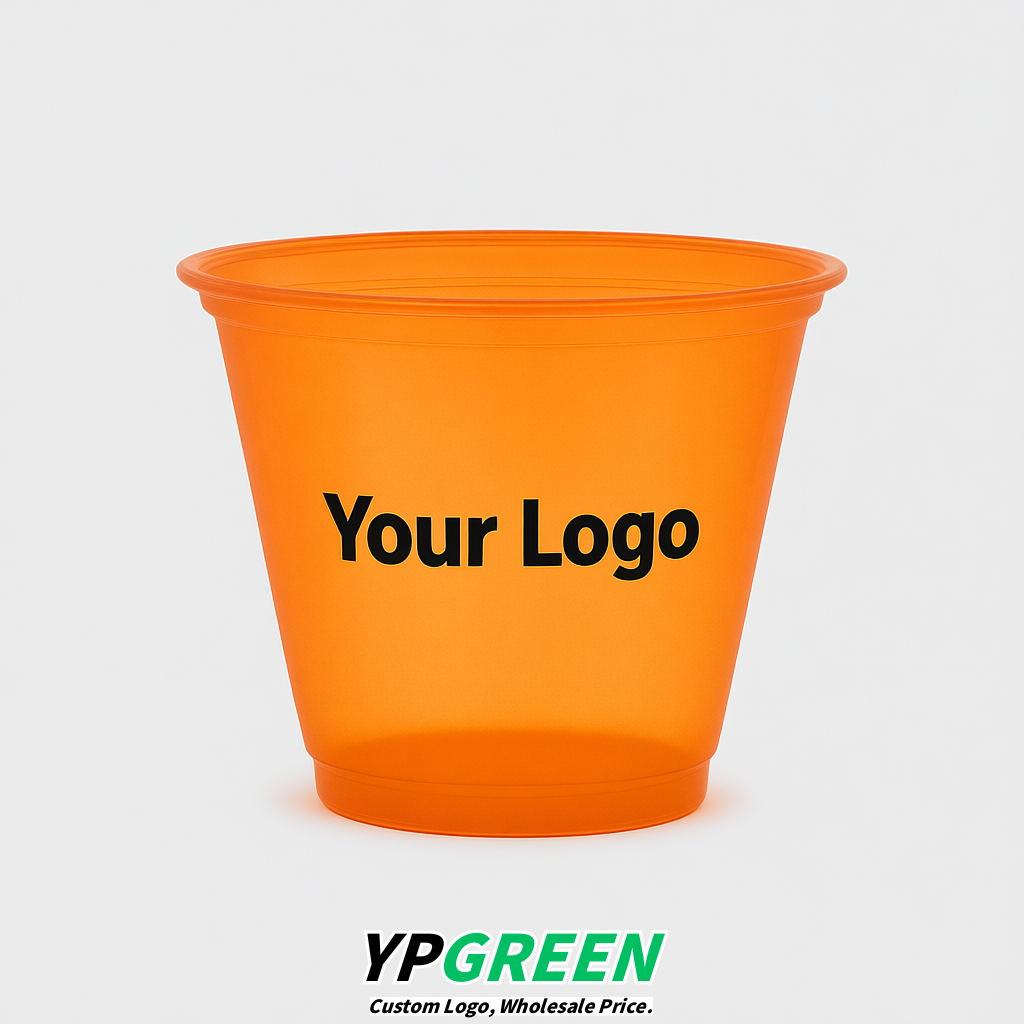 Orange Iced Latte Plastic Cup 260ml Disposable Clear Cup 9.2×5.5×7.1cm