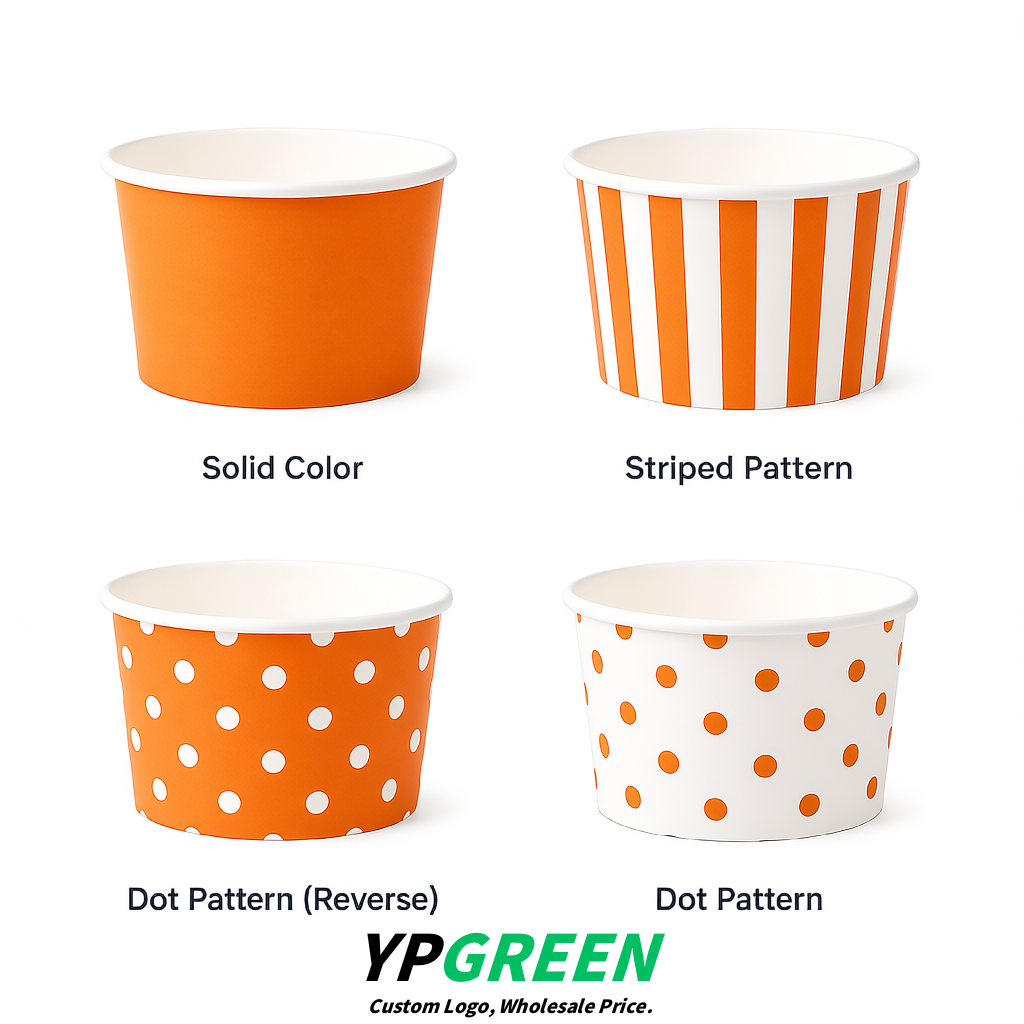 Orange Paper Gelato Takeaway Cup 2-10oz Disposable Ice Cream Bowls with Lids Factory