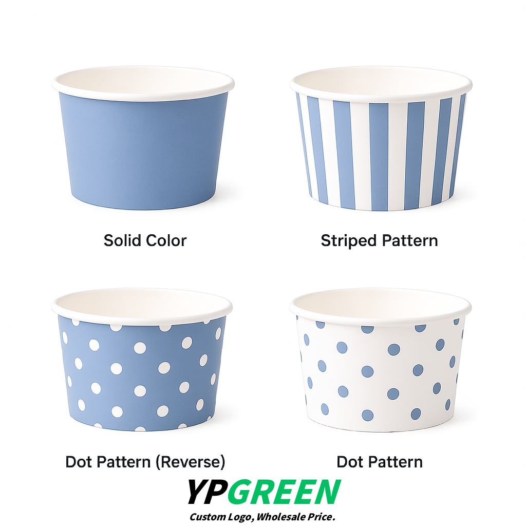 Periwinkle Paper Gelato Takeaway Cup 2-10oz Disposable Ice Cream Bowls with Lids Factory