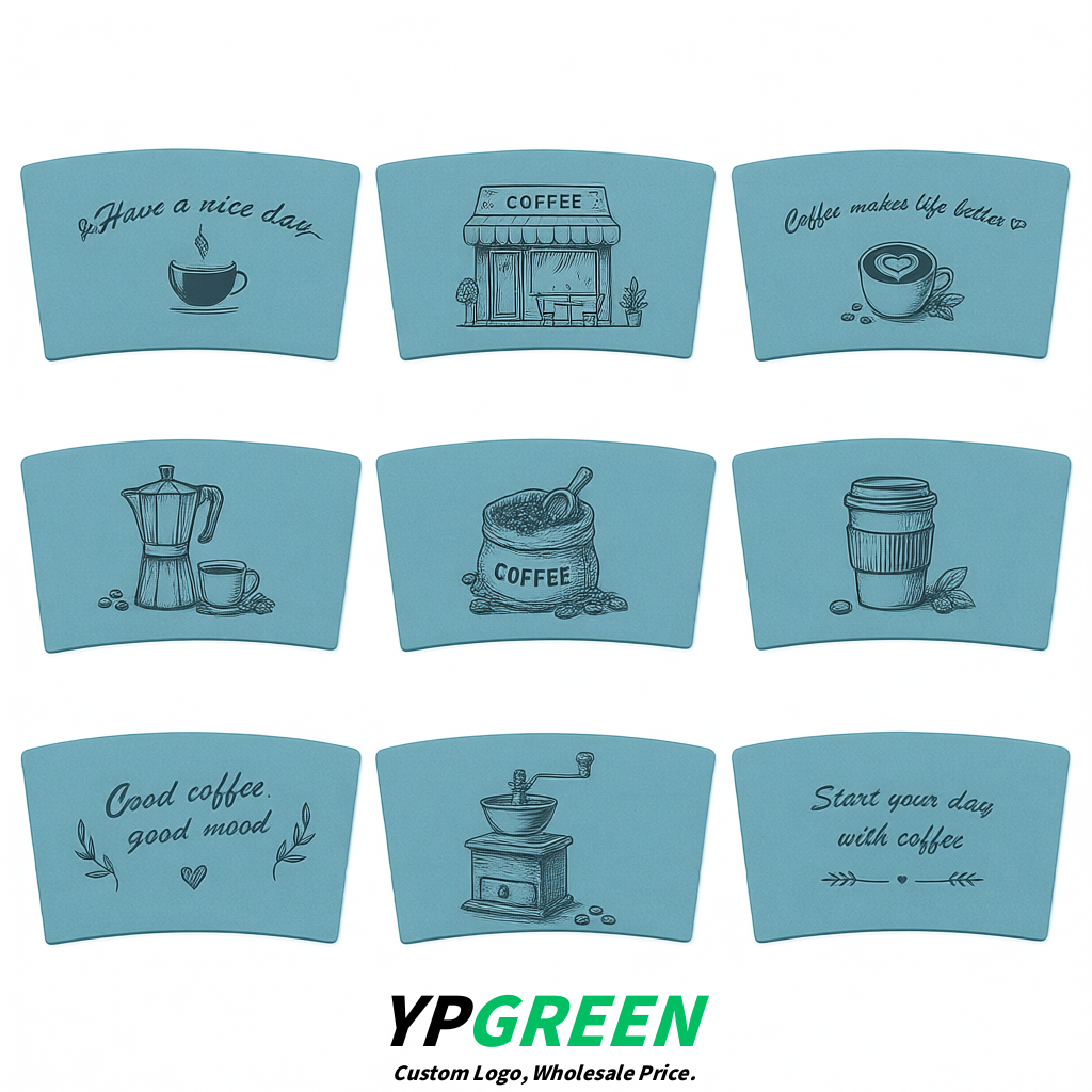 Periwinkle Kraft Paper Coffee Cup Sleeves For 10, 12, 16, 20 oz Paper & Plastic Cups Factory