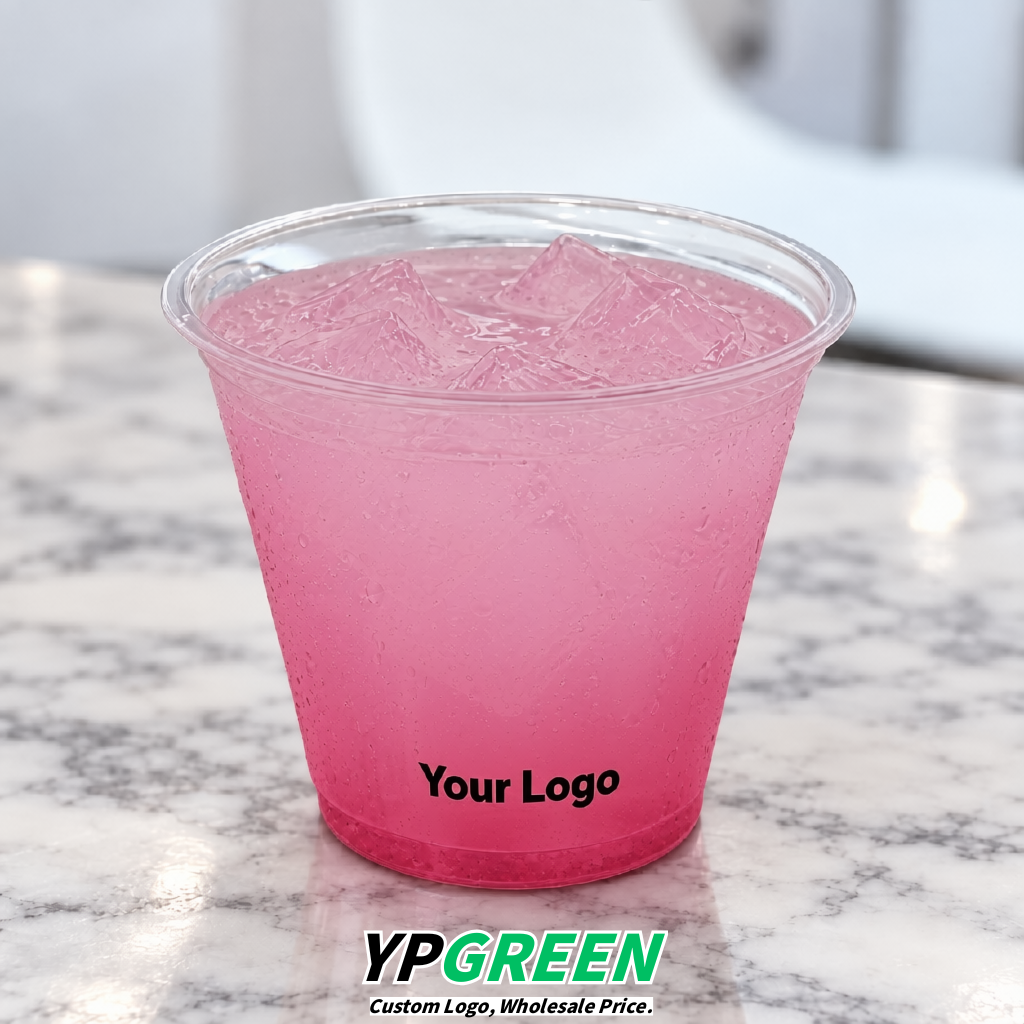 Pink Iced Latte Plastic Cup 260ml Disposable Clear Cup 9.2×5.5×7.1cm
