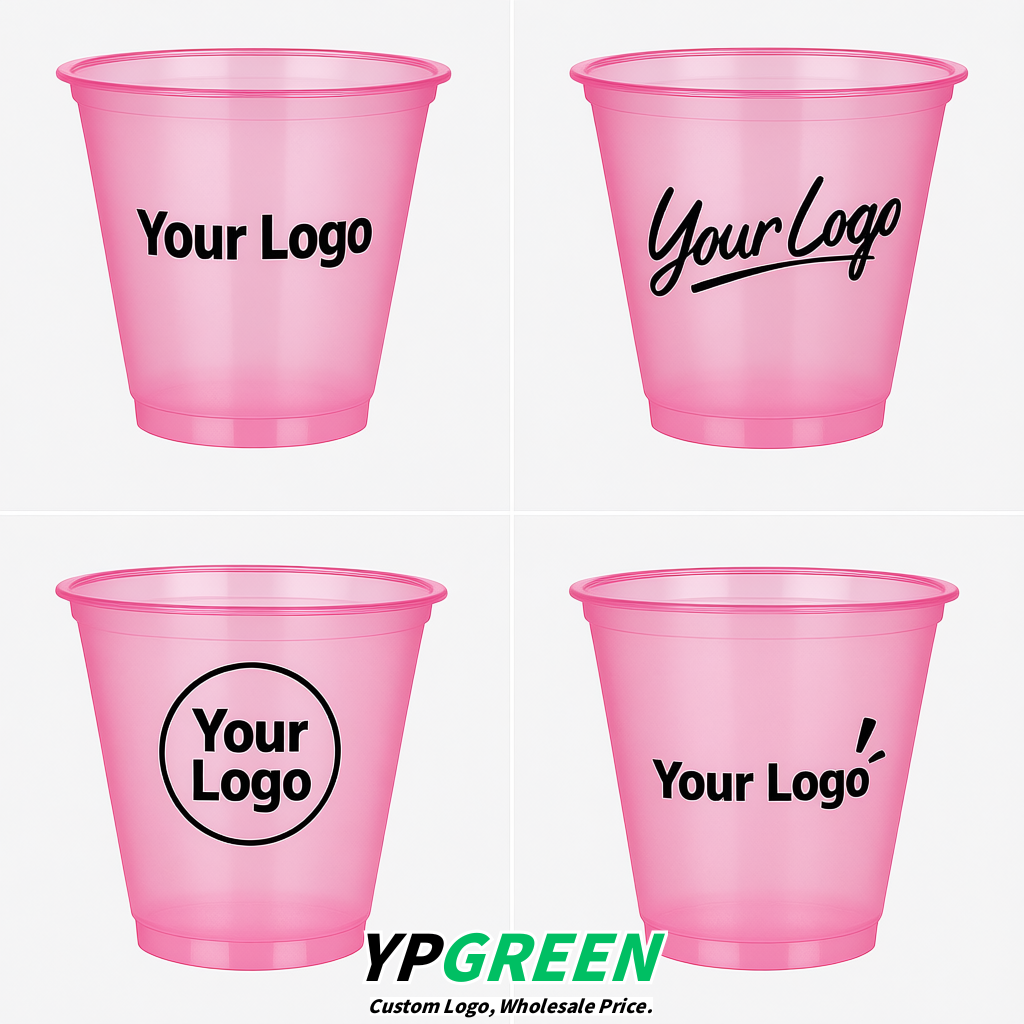 Pink Iced Latte Plastic Cup 260ml Disposable Clear Cup 9.2×5.5×7.1cm