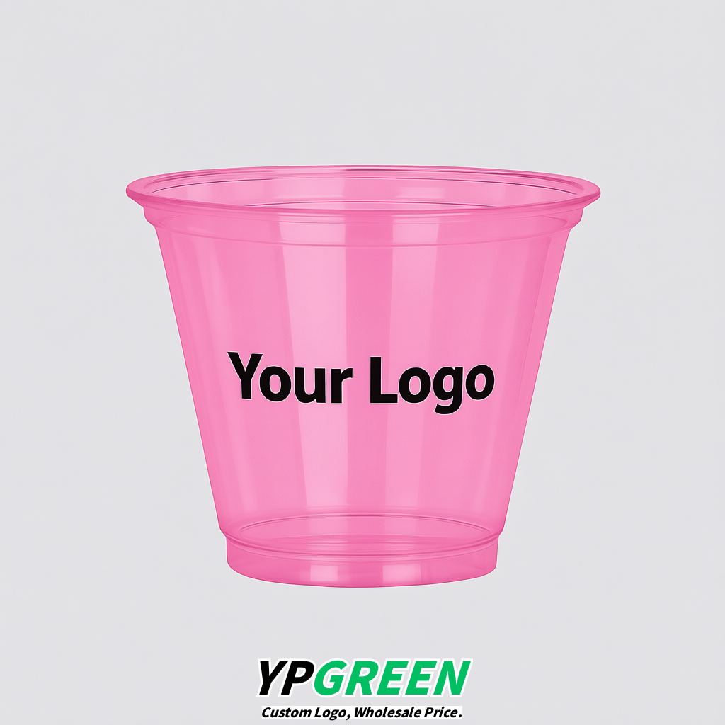 Pink Iced Latte Plastic Cup 260ml Disposable Clear Cup 9.2×5.5×7.1cm