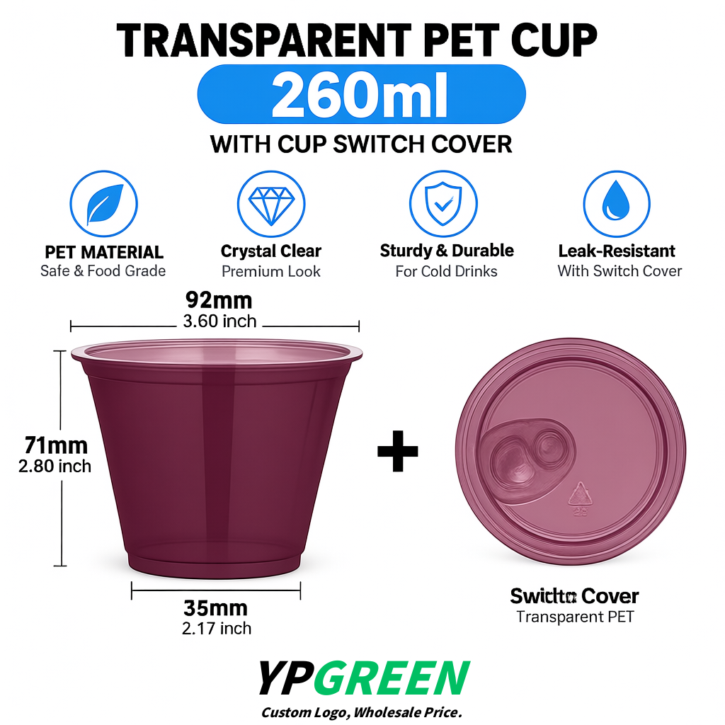 Plum Iced Latte Plastic Cup 260ml Disposable Clear Cup 9.2×5.5×7.1cm