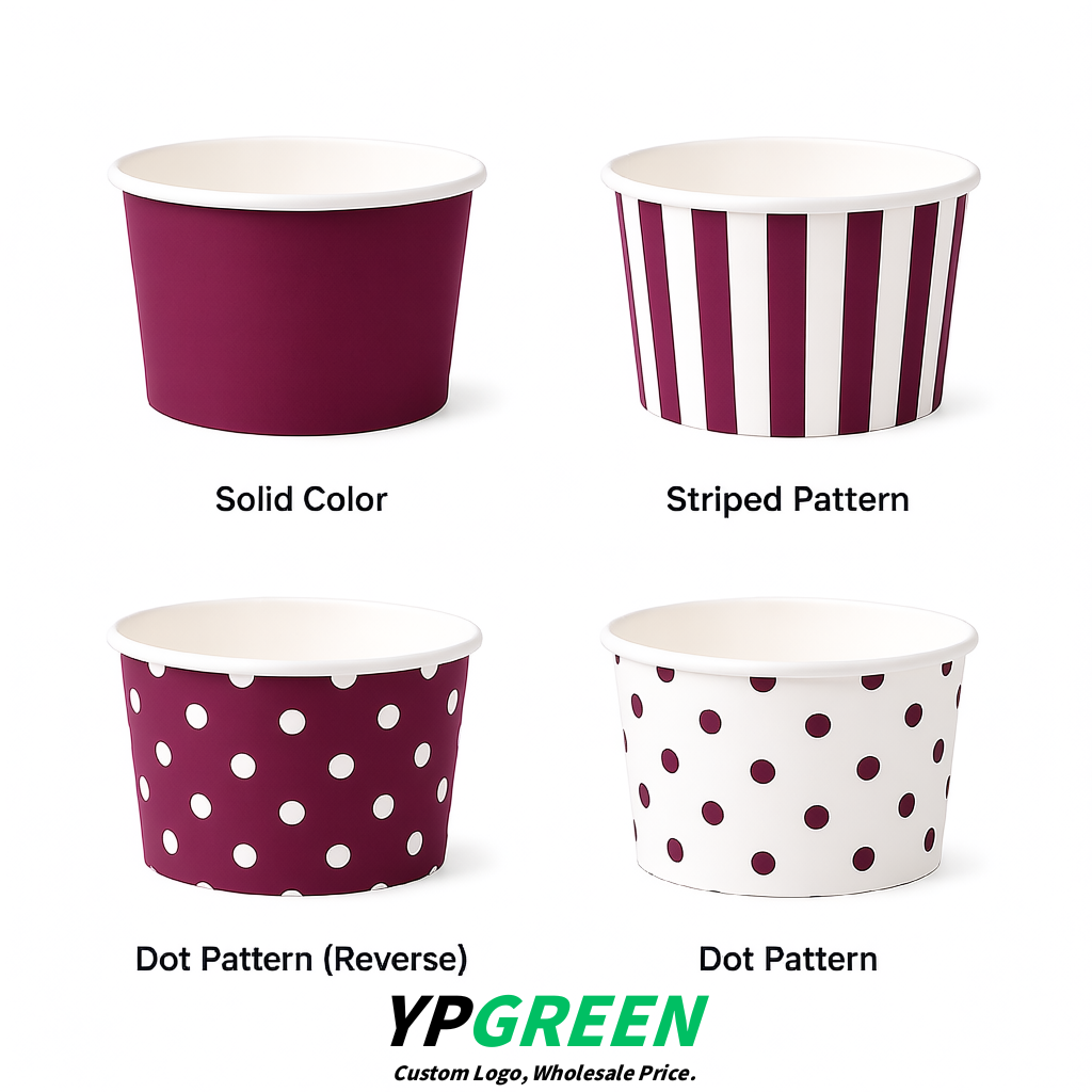 Plum Paper Gelato Takeaway Cup 2-10oz Disposable Ice Cream Bowls with Lids Factory