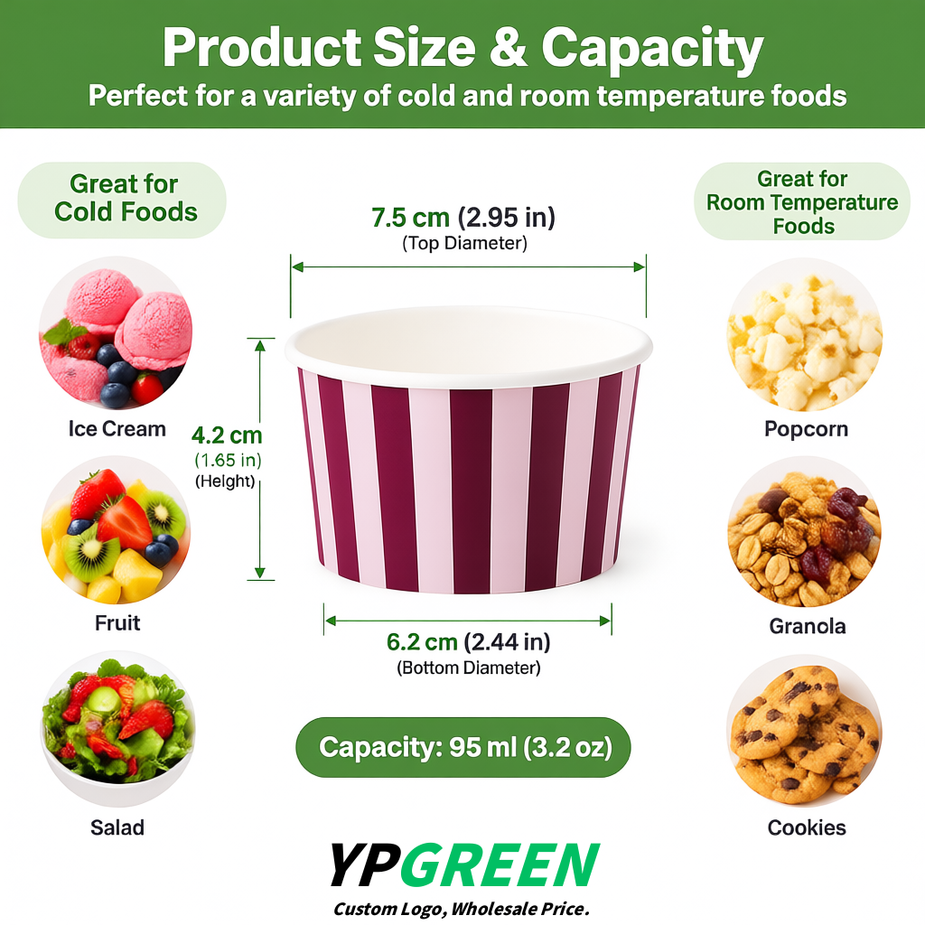 Plum Paper Gelato Takeaway Cup 2-10oz Disposable Ice Cream Bowls with Lids Factory
