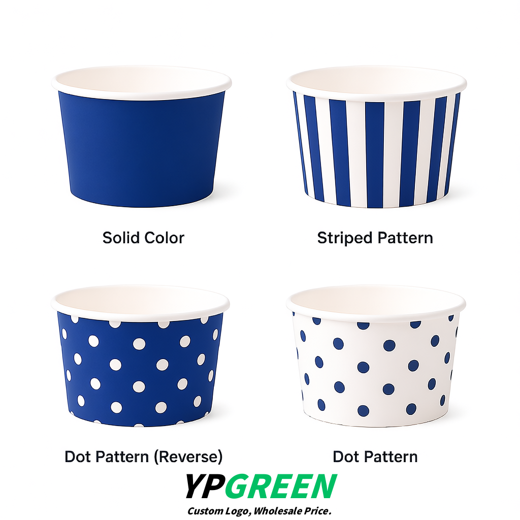 Prussian Blue Paper Gelato Takeaway Cup 2-10oz Disposable Ice Cream Bowls with Lids Factory