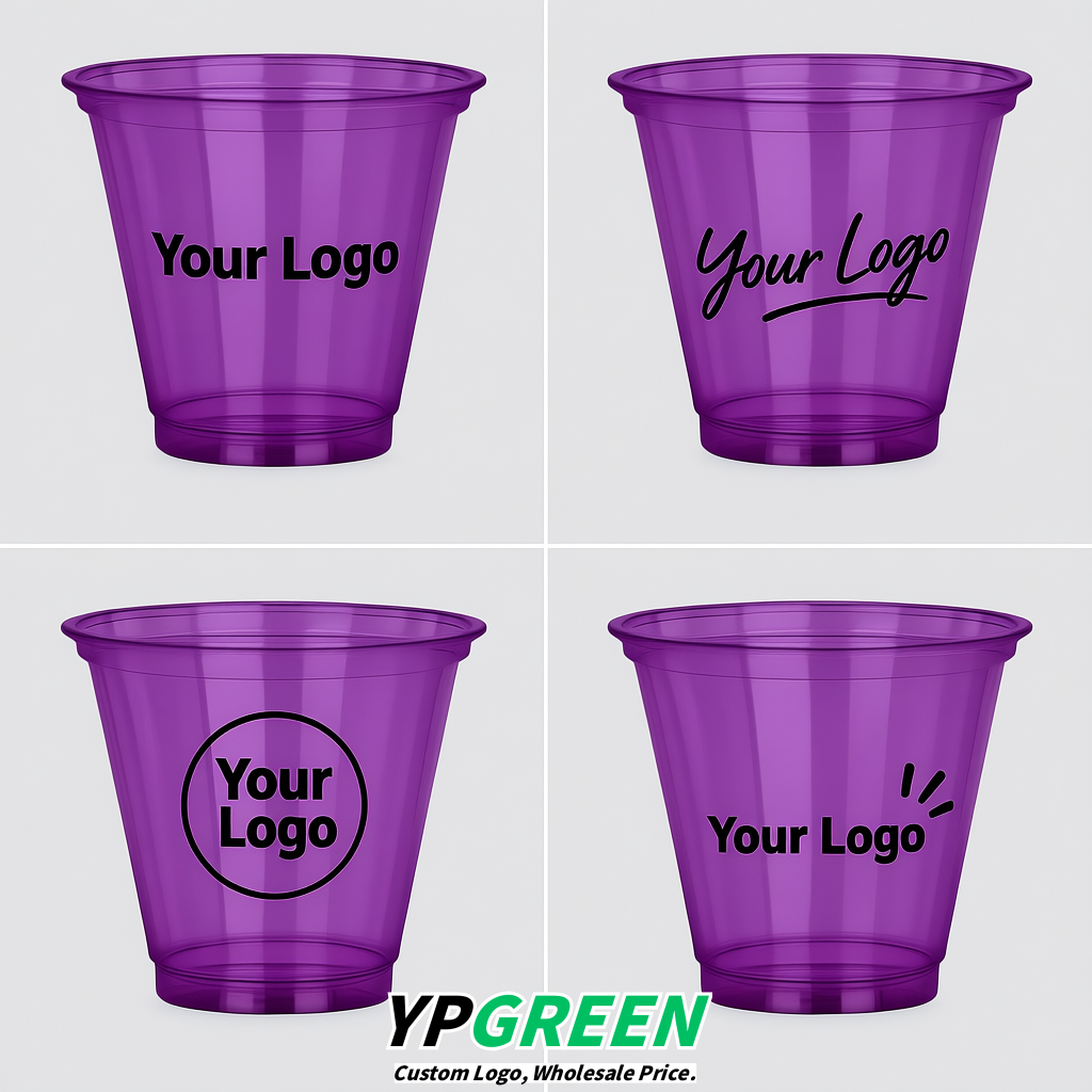 Purple Iced Latte Plastic Cup 260ml Disposable Clear Cup 9.2×5.5×7.1cm
