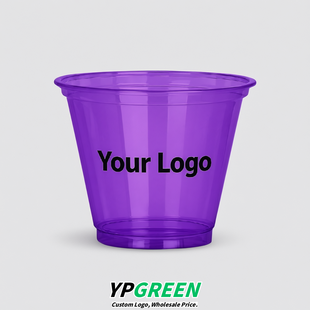 Purple Iced Latte Plastic Cup 260ml Disposable Clear Cup 9.2×5.5×7.1cm