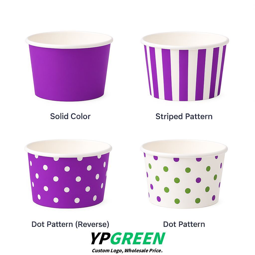 Purple Paper Gelato Takeaway Cup 2-10oz Disposable Ice Cream Bowls with Lids Factory