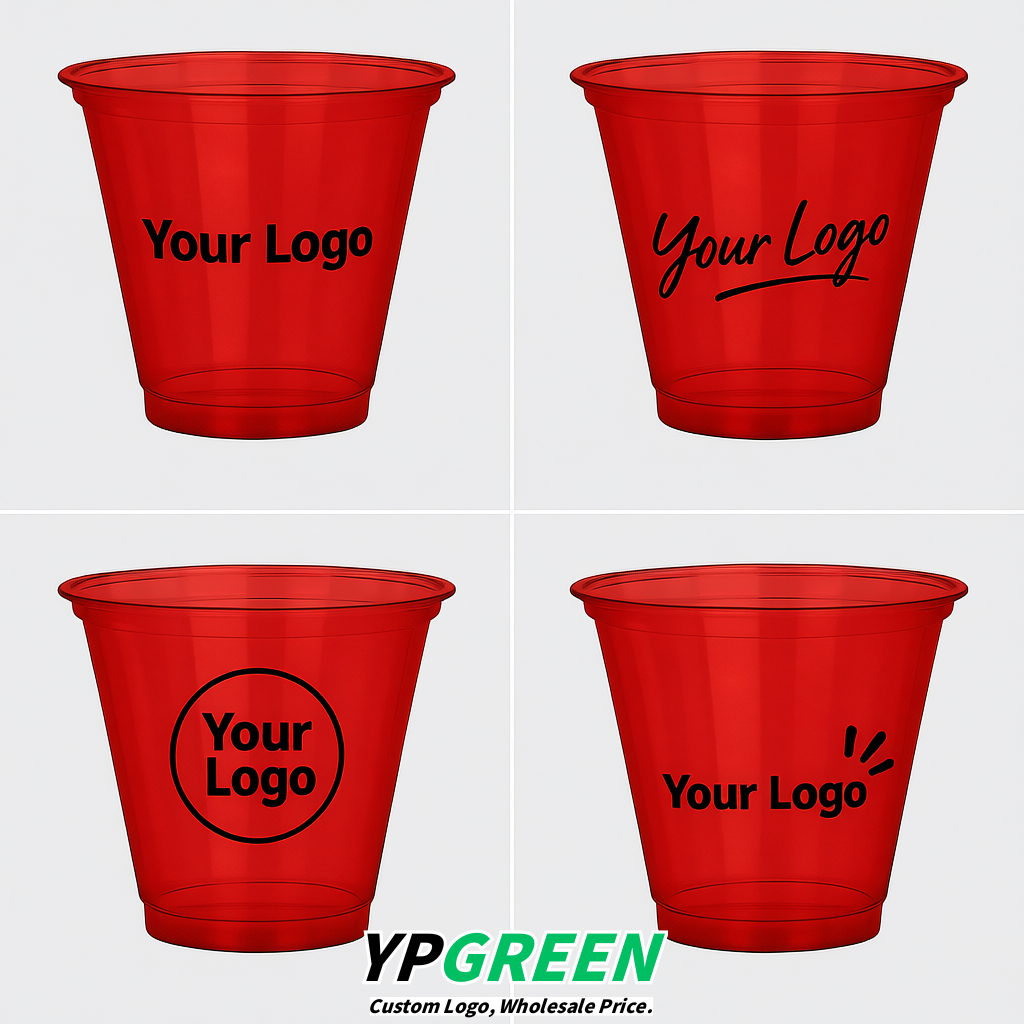 Red Iced Latte Plastic Cup 260ml Disposable Clear Cup 9.2×5.5×7.1cm