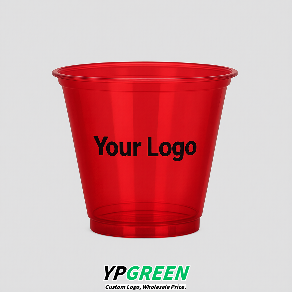 Red Iced Latte Plastic Cup 260ml Disposable Clear Cup 9.2×5.5×7.1cm