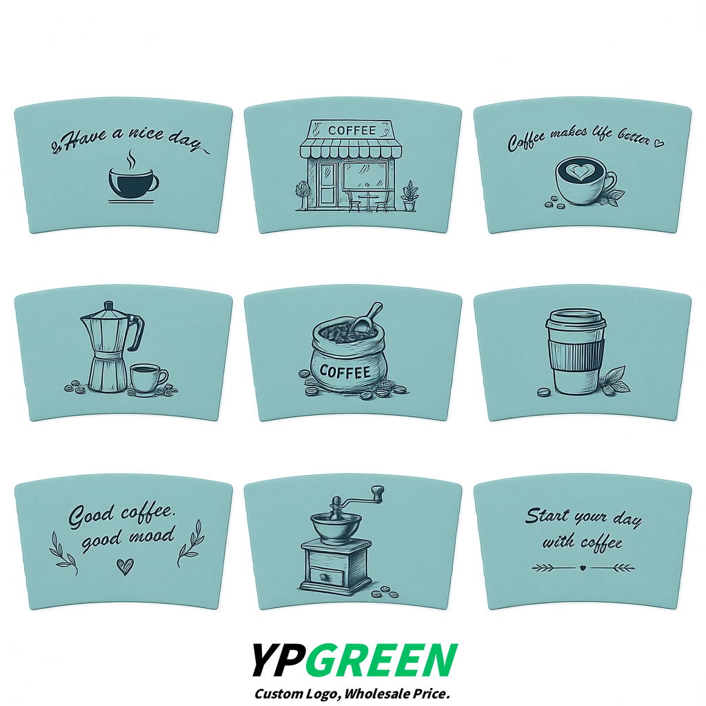 Robin Egg Blue Kraft Paper Coffee Cup Sleeves For 10, 12, 16, 20 oz Paper & Plastic Cups Factory