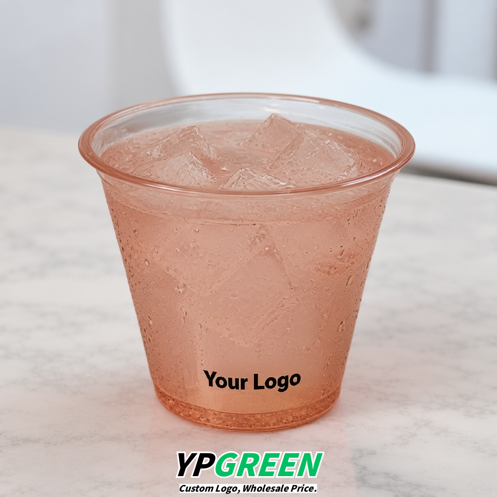 Rose Gold Iced Latte Plastic Cup 260ml Disposable Clear Cup 9.2×5.5×7.1cm
