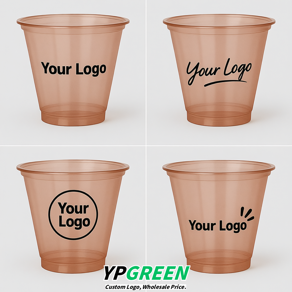 Rose Gold Iced Latte Plastic Cup 260ml Disposable Clear Cup 9.2×5.5×7.1cm