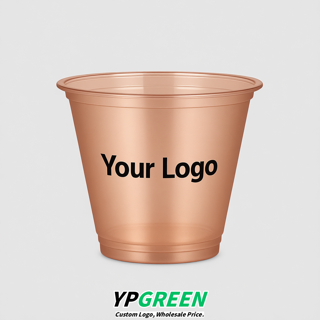 Rose Gold Iced Latte Plastic Cup 260ml Disposable Clear Cup 9.2×5.5×7.1cm