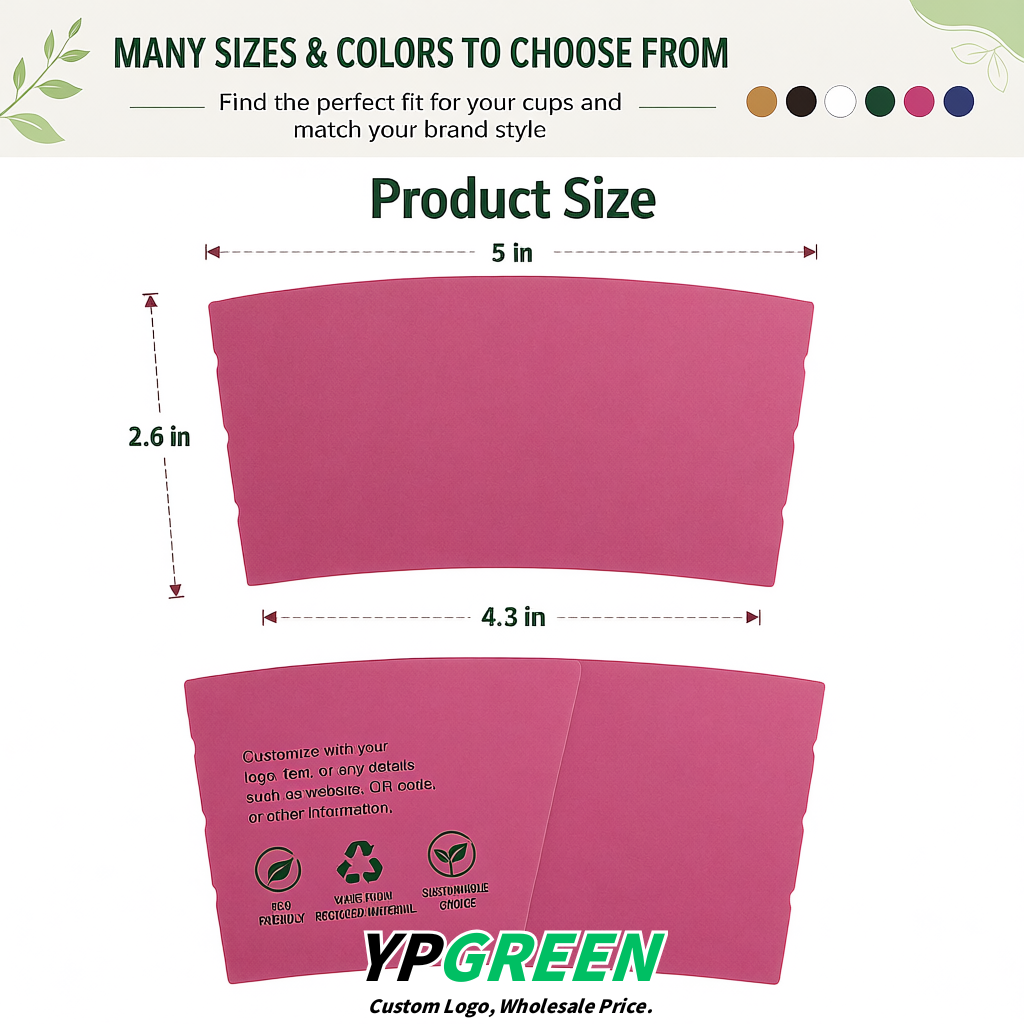 Rose Pink Kraft Paper Coffee Cup Sleeves For 10, 12, 16, 20 oz Paper & Plastic Cups Factory Rose Pink Kraft Paper Coffee Cup Sleeves For 10, 12, 16, 20 oz Paper & Plastic Cups Factory