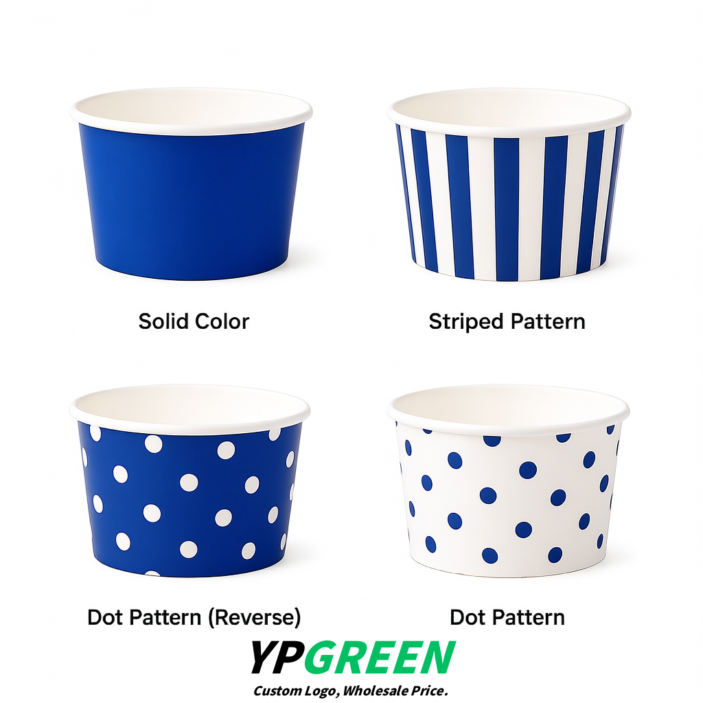 Royal Blue Paper Gelato Takeaway Cup 2-10oz Disposable Ice Cream Bowls with Lids Factory