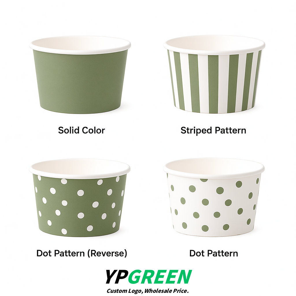 Sage Green Paper Gelato Takeaway Cup 2-10oz Disposable Ice Cream Bowls with Lids Factory Sage Green Paper Gelato Takeaway Cup 2-10oz Disposable Ice Cream Bowls with Lids Factory