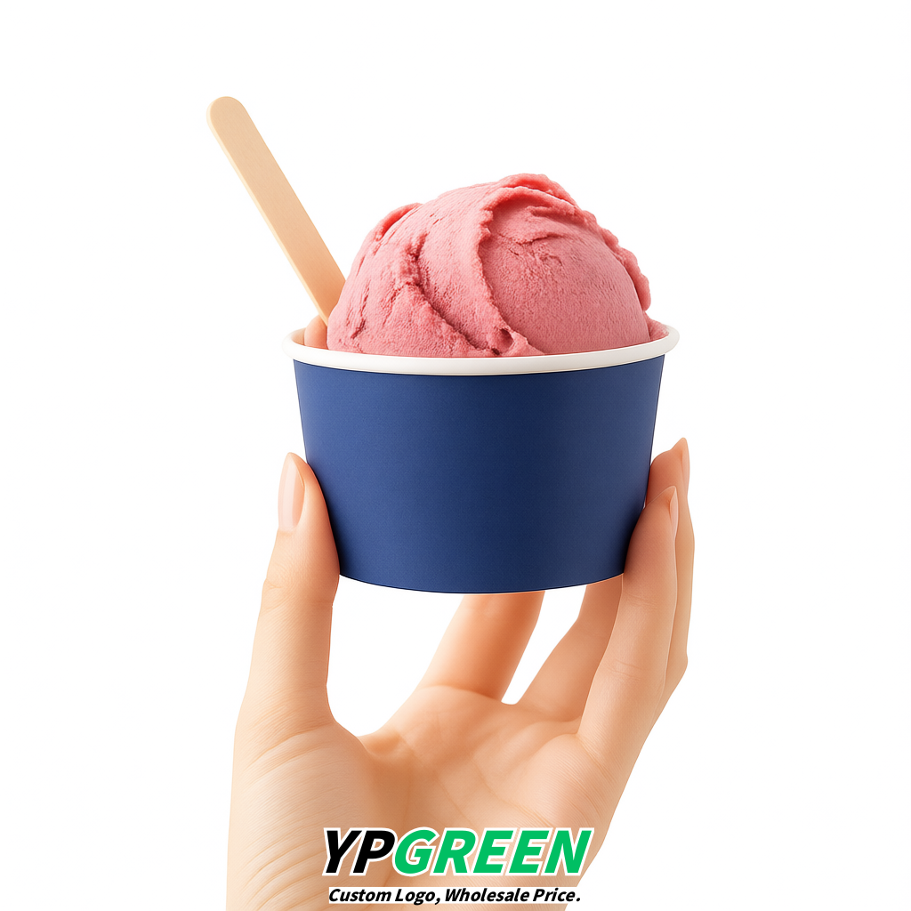 Sapphire Paper Gelato Takeaway Cup 2-10oz Disposable Ice Cream Bowls with Lids Factory