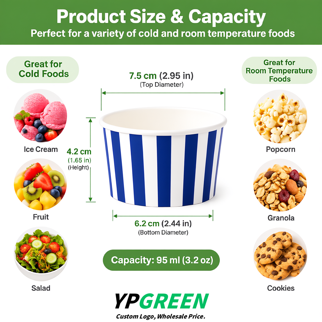 Sapphire Paper Gelato Takeaway Cup 2-10oz Disposable Ice Cream Bowls with Lids Factory