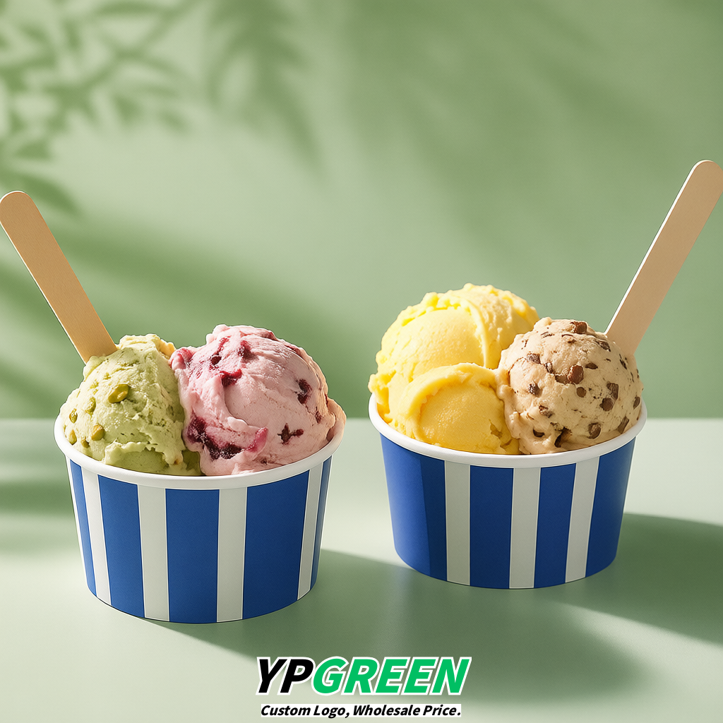Sapphire Paper Gelato Takeaway Cup 2-10oz Disposable Ice Cream Bowls with Lids Factory