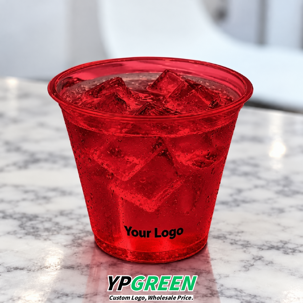 Scarlet Iced Latte Plastic Cup 260ml Disposable Clear Cup 9.2×5.5×7.1cm