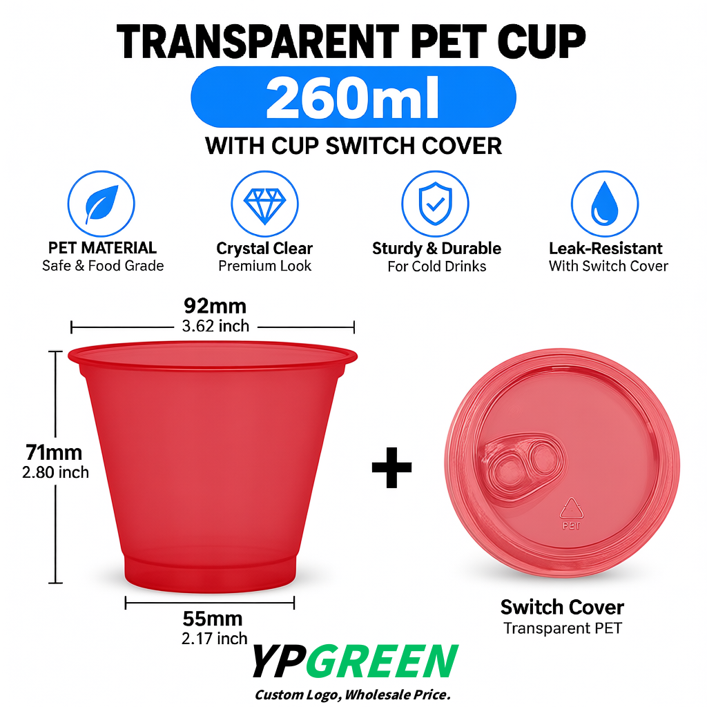 Scarlet Iced Latte Plastic Cup 260ml Disposable Clear Cup 9.2×5.5×7.1cm