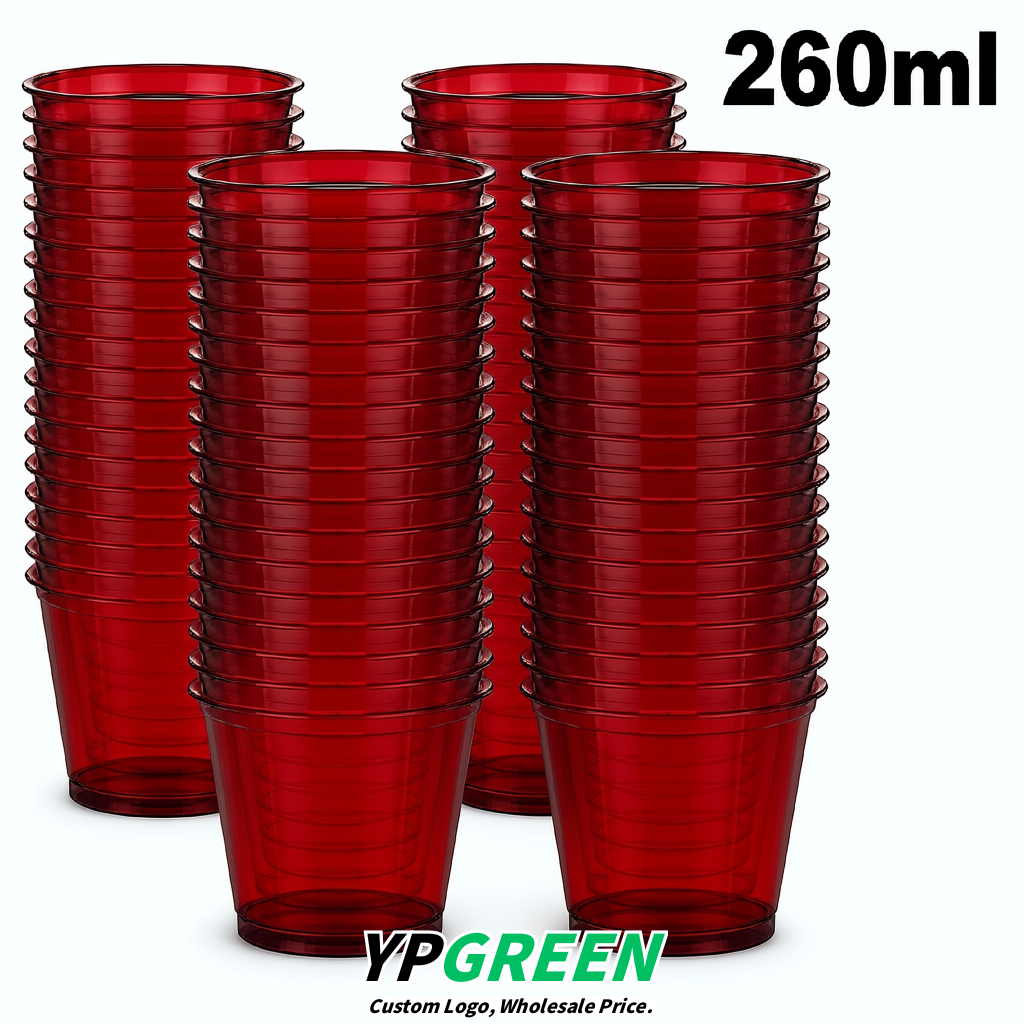 Scarlet Iced Latte Plastic Cup 260ml Disposable Clear Cup 9.2×5.5×7.1cm