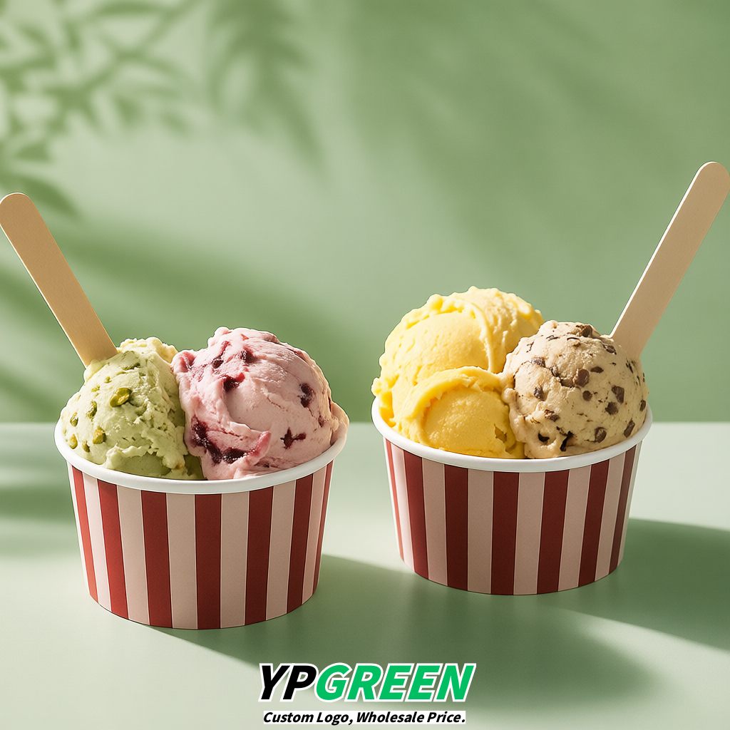 Scarlet Paper Gelato Takeaway Cup 2-10oz Disposable Ice Cream Bowls with Lids Factory