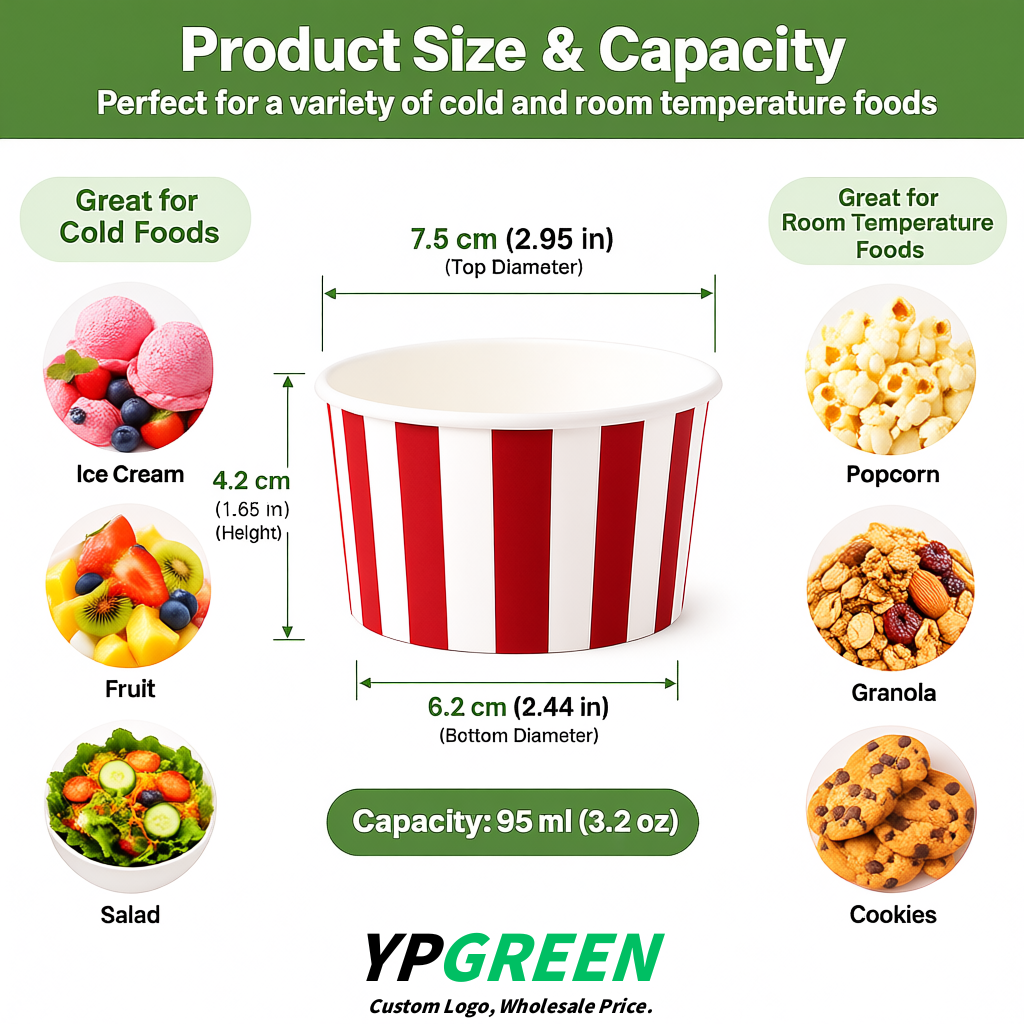 Scarlet Paper Gelato Takeaway Cup 2-10oz Disposable Ice Cream Bowls with Lids Factory