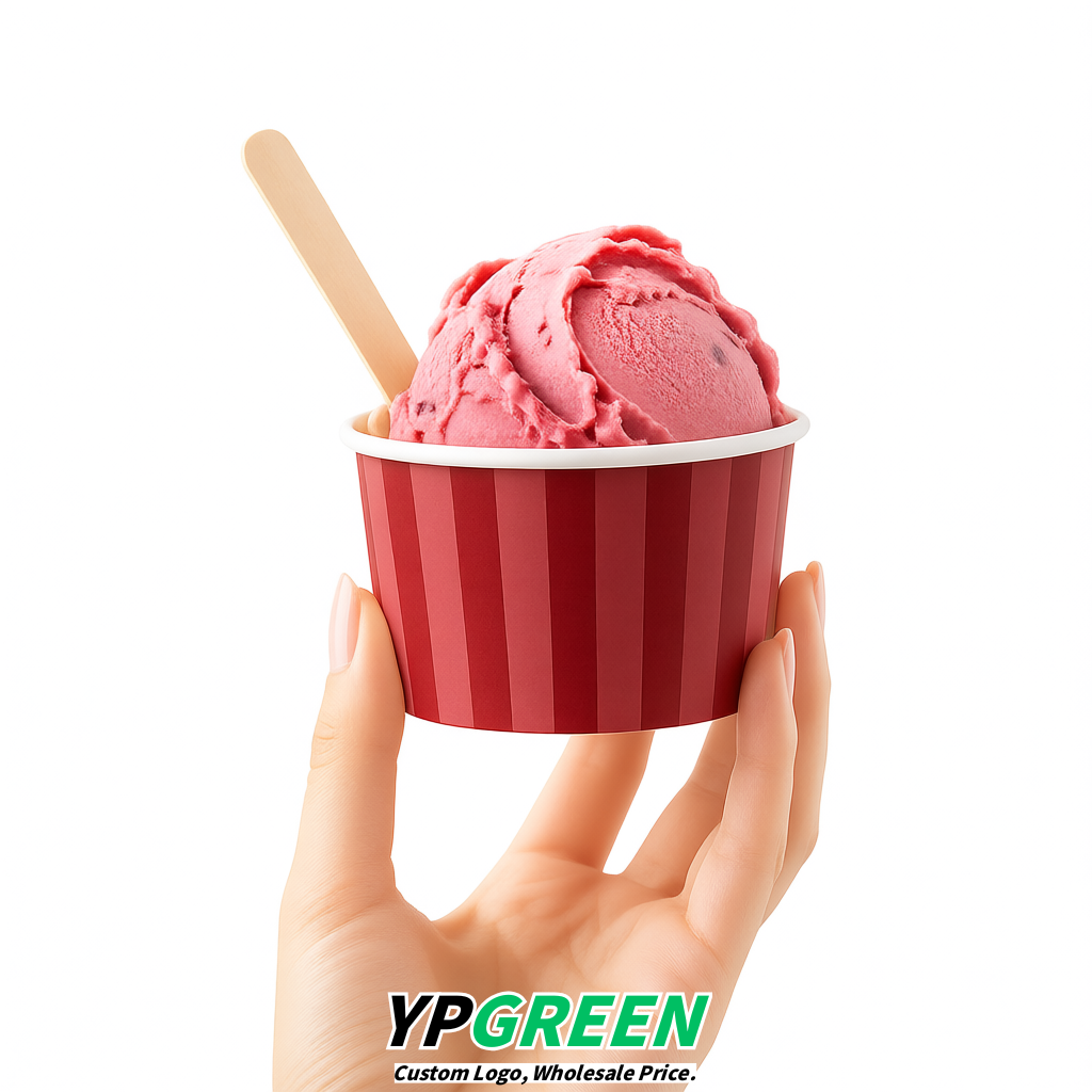 Scarlet Paper Gelato Takeaway Cup 2-10oz Disposable Ice Cream Bowls with Lids Factory