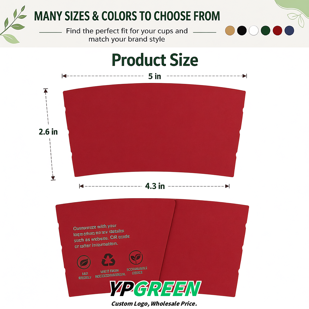 Scarlet Kraft Paper Coffee Cup Sleeves For 10, 12, 16, 20 oz Paper & Plastic Cups Factory
