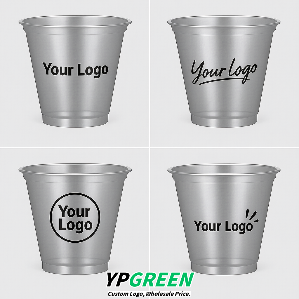 Silver Iced Latte Plastic Cup 260ml Disposable Clear Cup 9.2×5.5×7.1cm