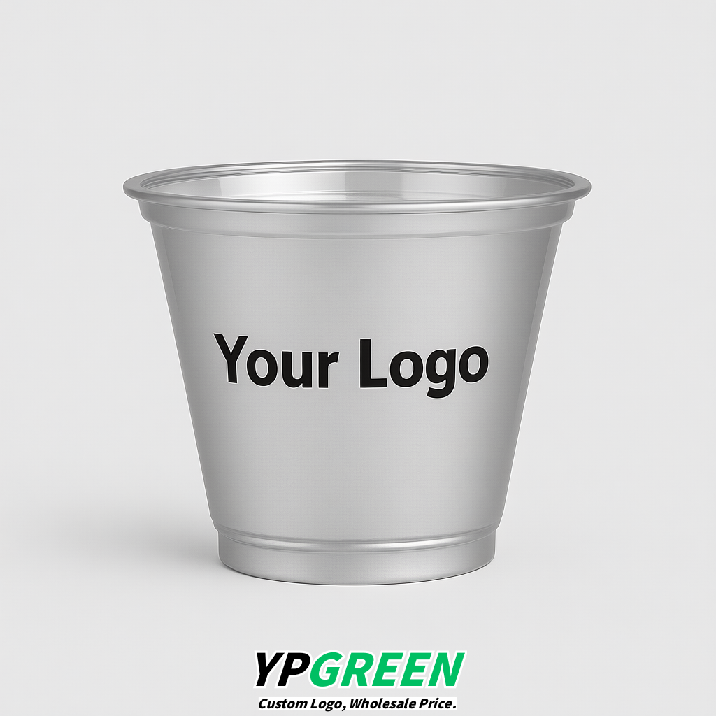 Silver Iced Latte Plastic Cup 260ml Disposable Clear Cup 9.2×5.5×7.1cm