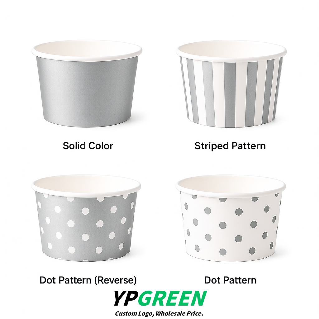 Silver Paper Gelato Takeaway Cup 2-10oz Disposable Ice Cream Bowls with Lids Factory